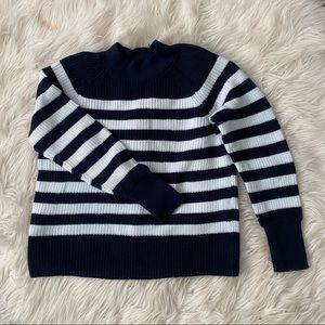 Banana Republic Factory navy blue and white striped knit sweater